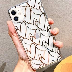 Rose Gold Heart Pattern for Women Girls Glitter Clear Soft Flexible